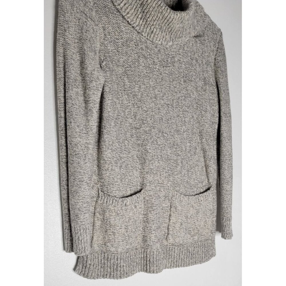 Loft Preppy Mock Turtle Neck Pullover Sweater Pockets Oatmeal Size MP - Picture 3 of 7